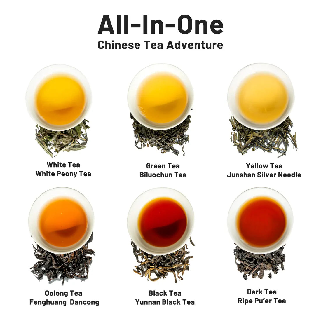 6 Chinese Tea Set – Green, Puerh, Oolong & More 100g